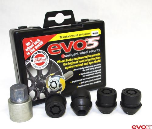 Set Of 4 Evo MK5 Black Locking Nuts For Ford Focus, Fiesta, Mondeo 980/5BK