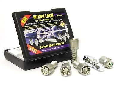 Slim Head Micro Locking Wheel Bolt Set M14x1.5, 30mm Long, Tapered Seat, Tuner
